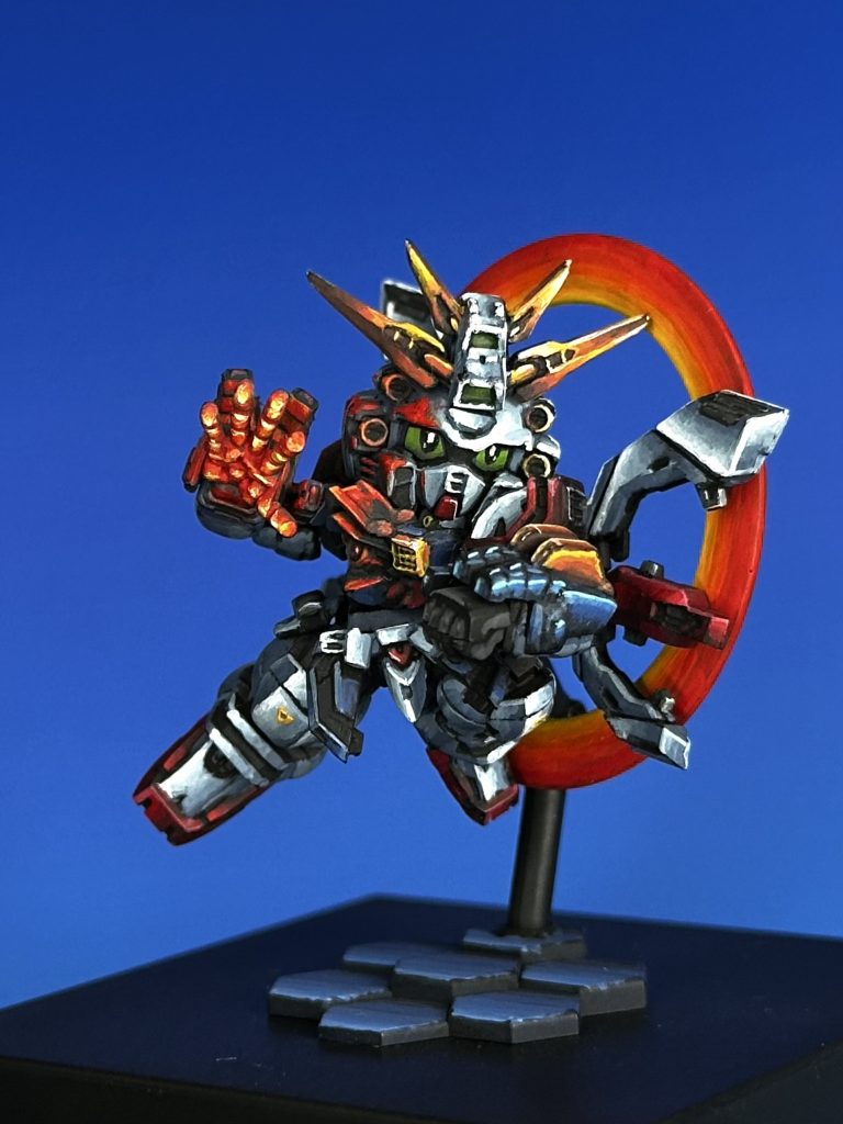 顔の正面から照り返しも塗装しています