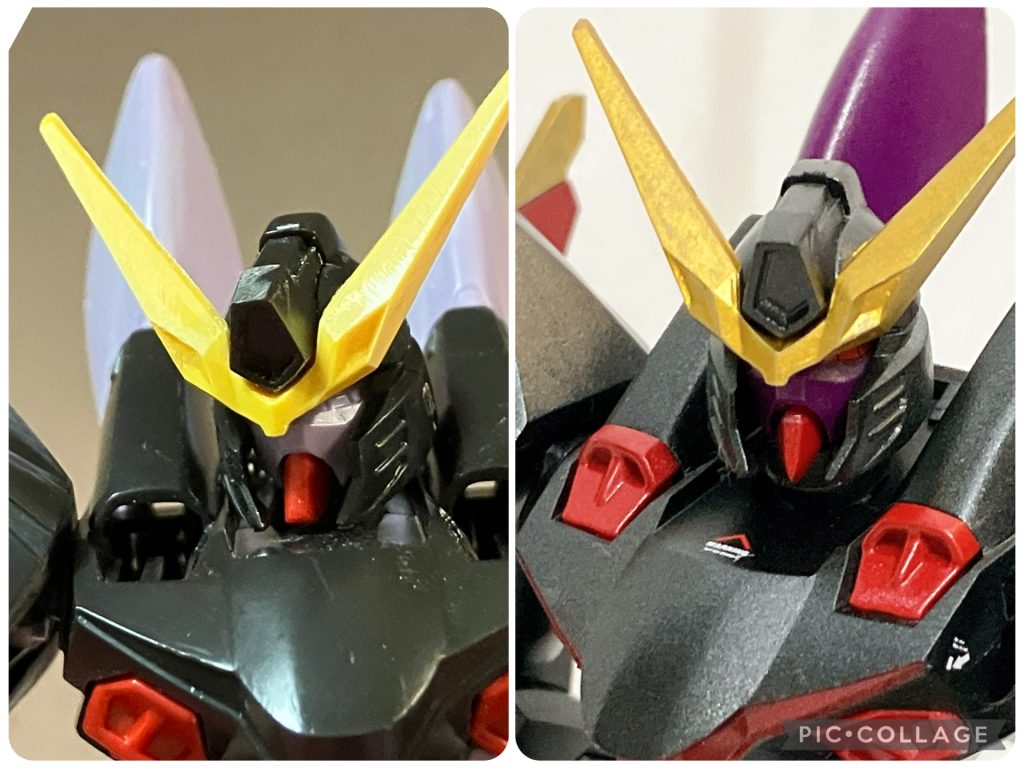 顔がダサかったのでアゴを削りました。 【加工について】・目立つところの合わせ目消し・腿を1.7mm延長・首の延長・股関節軸を前方下に・肩関節の付け根を斜めに・アゴのシャープ化・フロントアーマーを左右独立可動に