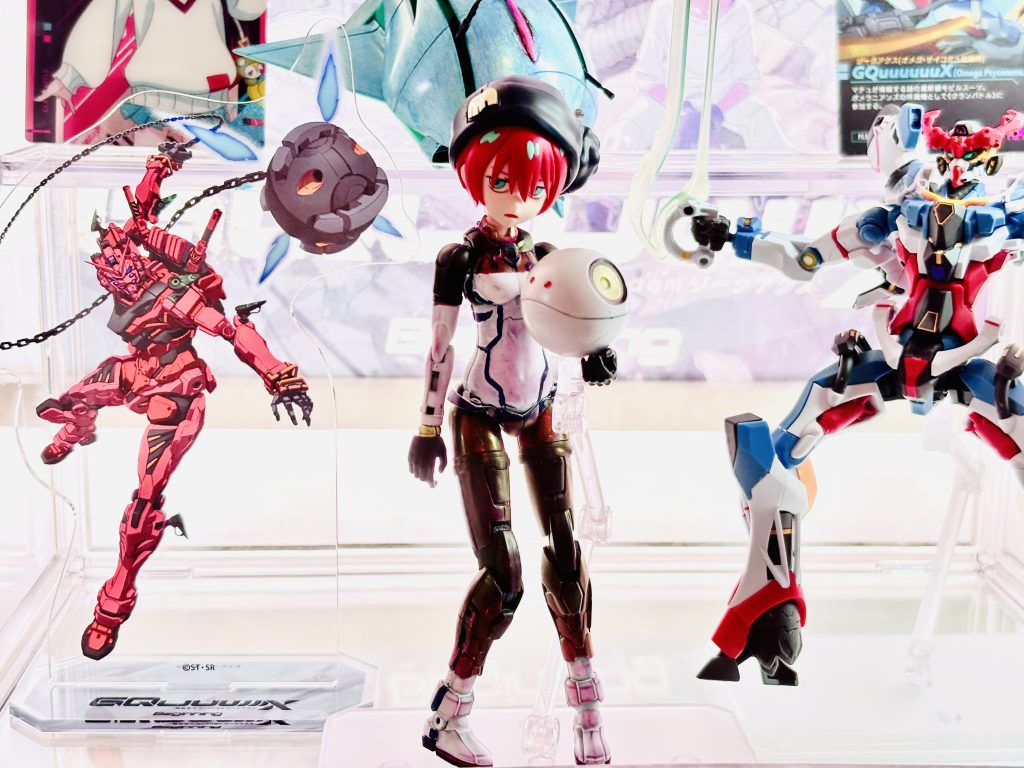 ジークアクス、シャロンの薔薇カラーリングVer.エルメス、ガンプラが買えなかった赤いガンダムの代わりに買ったアクリルスタンドと記念撮影、パシャリ（笑）