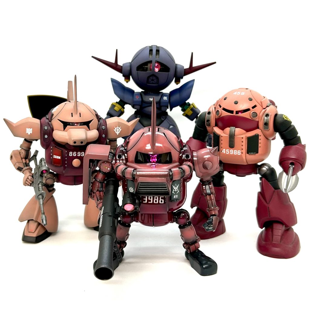 はい。ハロウズワールドのシャア搭乗機体。ザク→ズゴック→ゲルググ→ジオングと乗り継いだということは…  少なくとも一年戦争終結時にはシャアはご存命のはずですね😊ヨカッタヨカッタえ? それじゃあ正史と同じでララァが死んじゃうって😱?いえいえ! “ハロウズワールド”にはまだエルメスハロが存在してませんから😆イマノトコロハ…