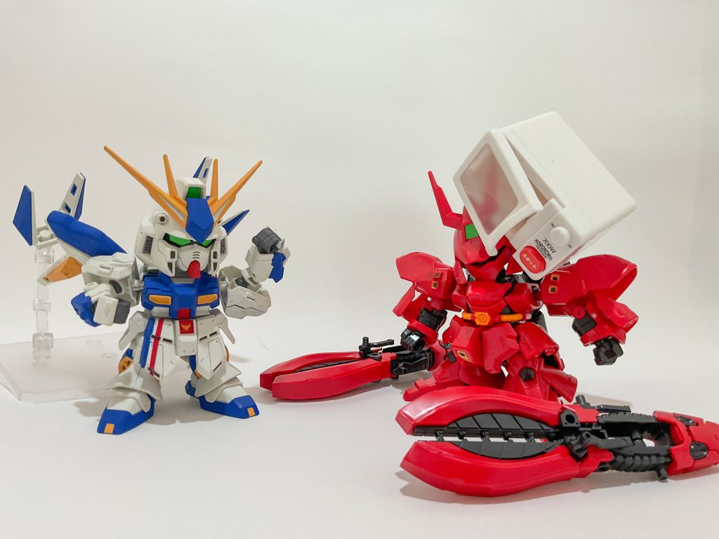 こ、これはナチョナル・エレクトロニクス社製の究極兵器「電子レンジ・フィン・ファンネル」だ！必殺の超電磁波攻撃にFFサザビーもグロッキー！Hi-νガンダム大勝利ーーっ！！ご覧いただきありがとうございました！ んー なんか虚しい・・・ 