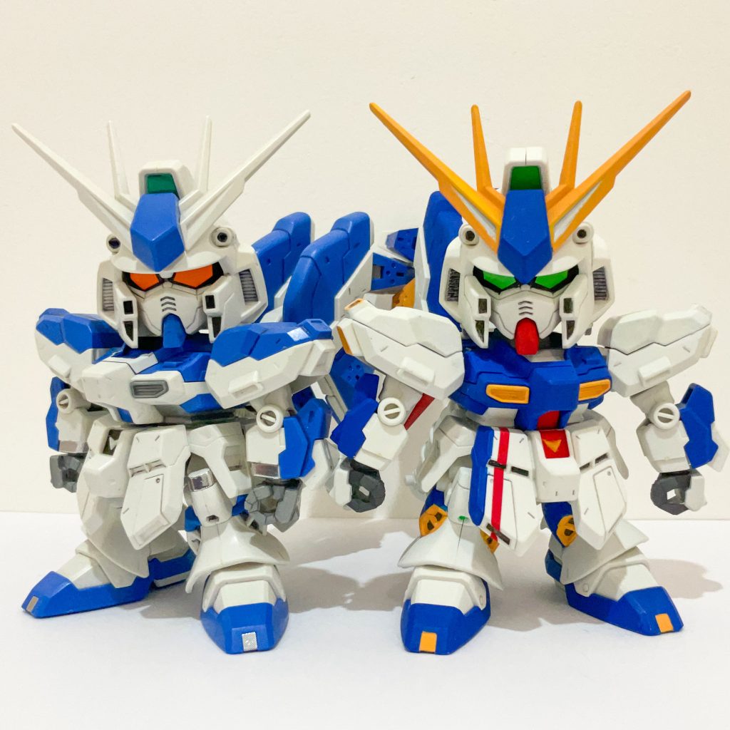 作品名：比較画像<p>そういえばBB戦士 Hi-νガンダムのキットを2個どころか3個持ってました（笑）先日投稿した福岡νガンダム立像風Hi-νとパチ組みHi-νとの比較画像を投稿します。</p>
