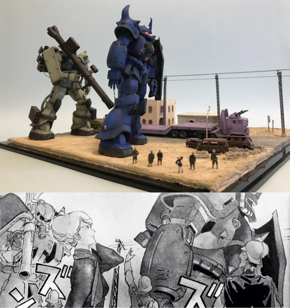 作品名：<p>GUNSTA投稿2作目。THEORIGIN版「ランバラル特攻」。TV版には無い「ハモンさんのラル出撃お見送りシーン」。隣りにはクランプも。ガンダムと斬り合っているシーンよりもお気に入りのシーンなんです。コミックと睨めっこ […]</p>

