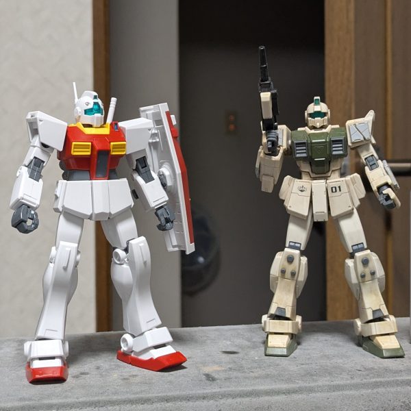 HGUC RMS-179ジムII製作中!!ジムII大地に立つ!!とりあえず部分塗装と組み立てを終えたよ。明日からはトップコート吹いてからデカール貼り。因みに設定に合わせて地上配備機になる予定なので最終的には陸戦型ジムと同じく汚れるよ～。