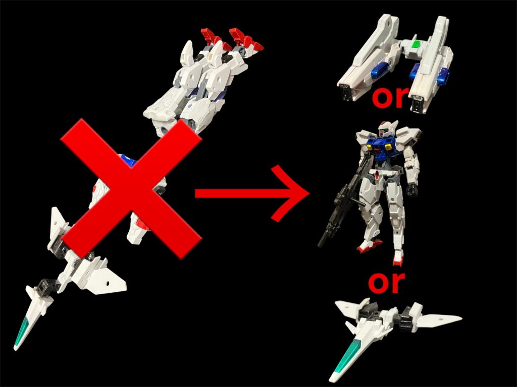 リガミリティアの三機分離合体仕様はコストが高い！！連邦の渋い要求に合わせて、G-イージーの一体構造とコアファイター・コアブースターのどちらかと合体するホリゾンタルボディ方式となりました💦