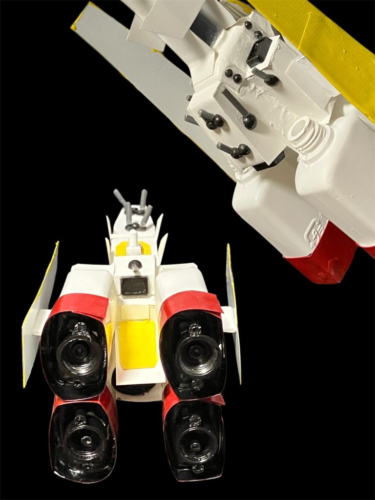 各種砲塔について、機銃座は丸モールド銃身なしで小中砲塔は一門ずつ。砲身はランナーであえて塗装なしでやってます。お恥ずかしい💦