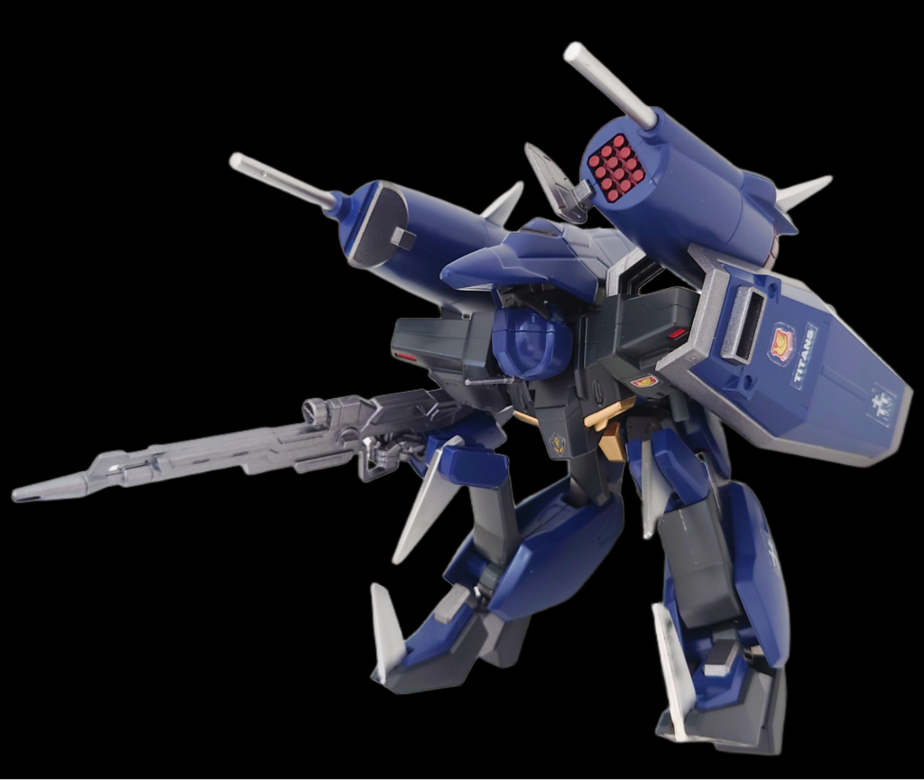 頭と腕のない状態のカオスガンダムのMA形態がメッサーラっぽく見えて、メッサーラ→シロッコ→技術協力→ガブスレイ→可変機構の試作実験機という感じの連想をして今に至ります。ちなみに、実験機ですのでティターンズテストチームのＴ３部隊所属という設定です。