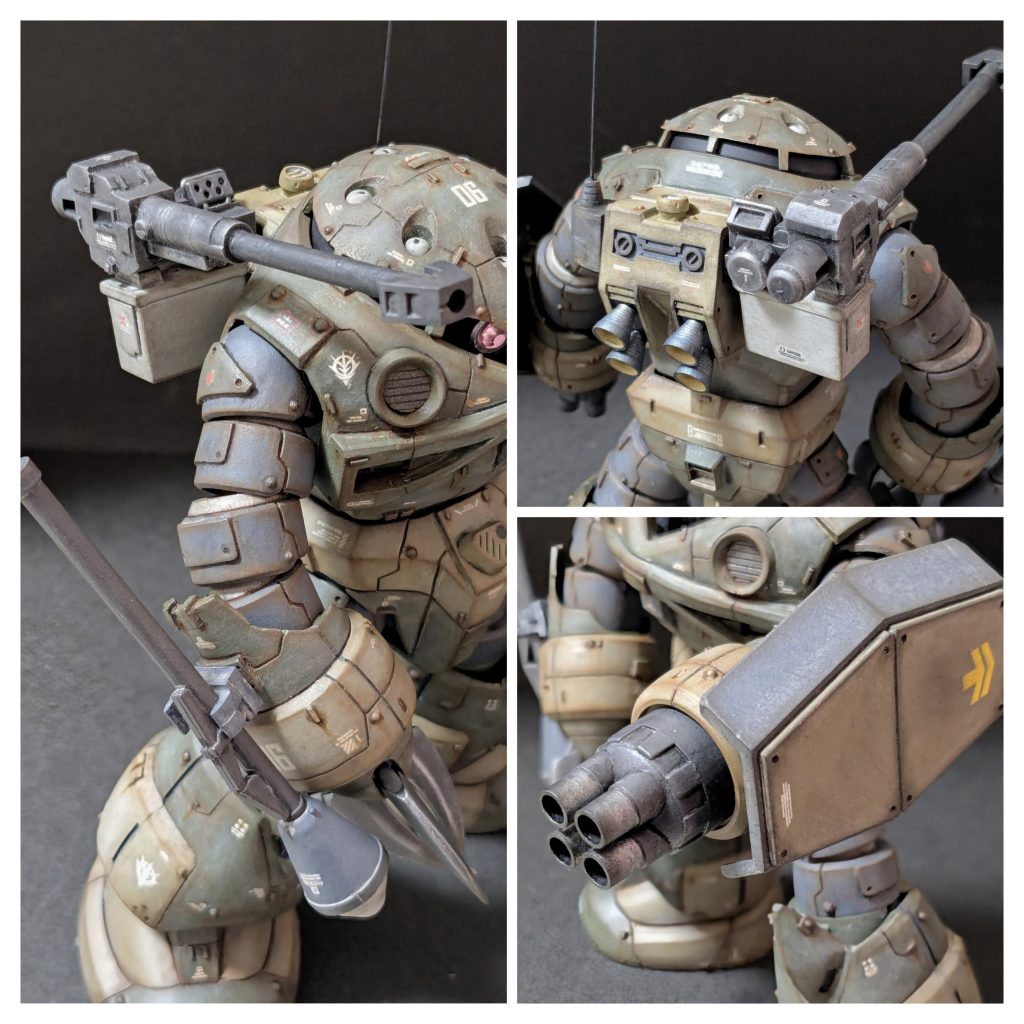 右腕にシュルツムファウストを追加、左腕は四連装ミサイルランチャーに換装してシールドを追加、右肩越しに速射砲とスモークディスチャージャー。