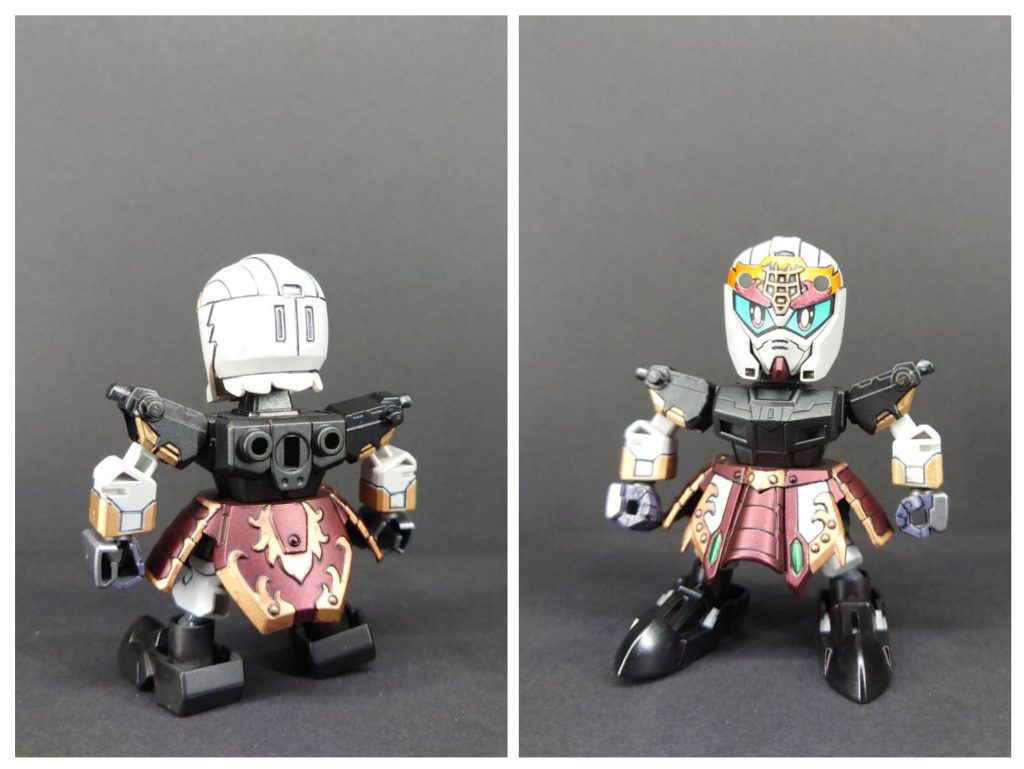 カラーレシピレッド…Mr.カラーリバイバル・クランベリーレッドパールゴールド…Mr.カラースーパーリッチゴールドホワイト…タミヤパールホワイトブラック…タミヤメタリックブラックシルバー…GMシャインシルバーグリーン…GMメタルイエローグリーン下地ホワイト部以外…ブラックサーフェイサー下地ホワイト部…グレーサフ仕上げ…水性スーパースムースクリアUVカットつや消し以上で塗装してます。※GM=ガンダムマーカー