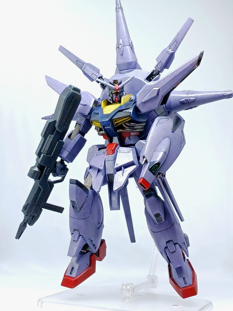 黒サフを下地にして、水星の魔女カラー ベギルペンデ バイオレット」→「ミカエリスパープル」で明度を上げていきました。