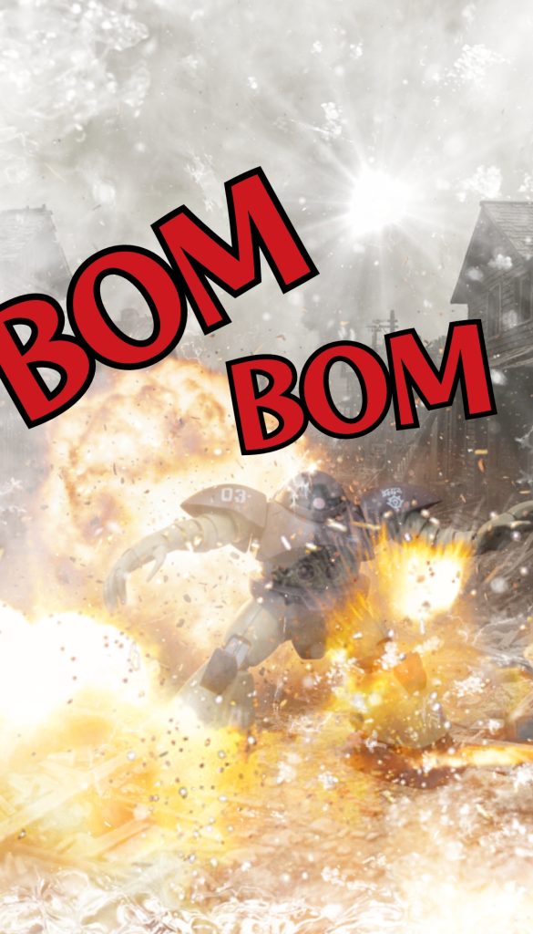 知人に送り付けているストーリー物から拝借!ゴックは装甲がぶ厚そうで砲撃喰らうのもよく似合う!