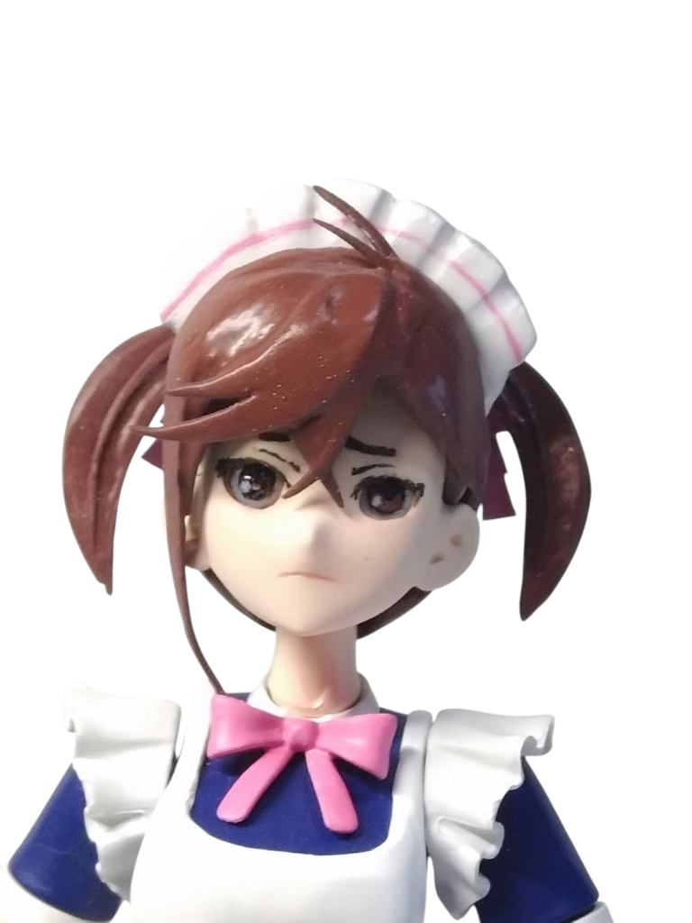 制作中は満足してましたが少し悲しげな表情になってしまったかもです。顔パーツがひとつだけだと表情に変化がないですね。