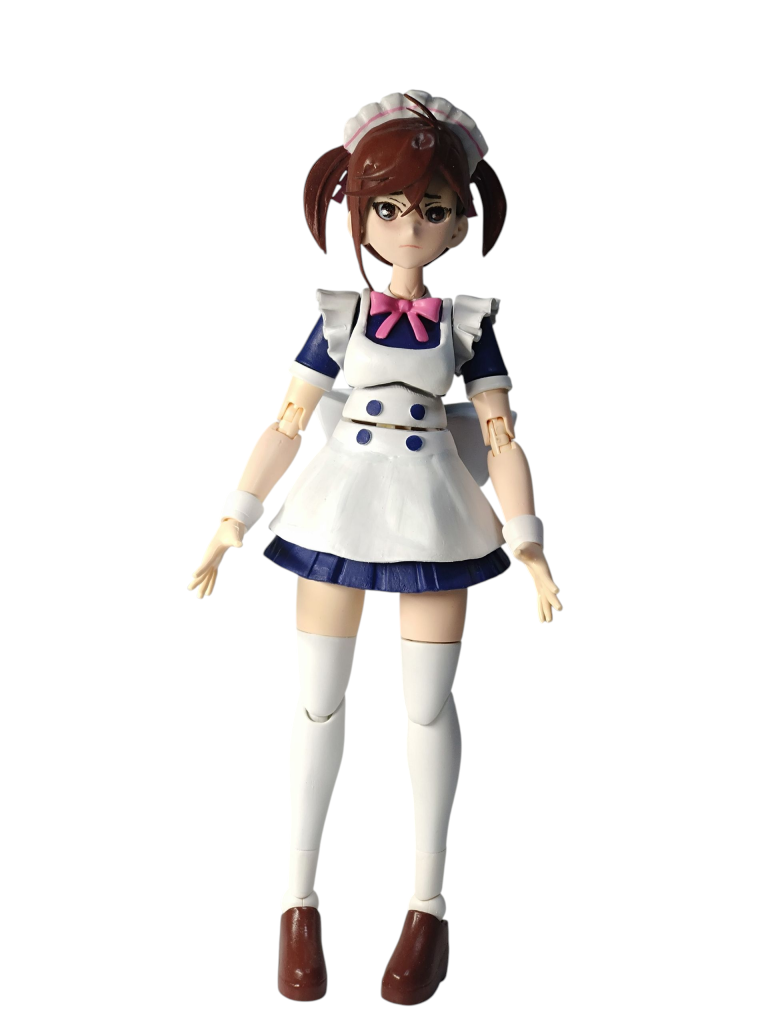正面です。アニメ楽しくて観ていて、いつか綾瀬さんを制作したいなと考えてましたがストーリーの中のメイド姿を観てチナッガイから改造できないかなぁ?と考え制作スタートしました。