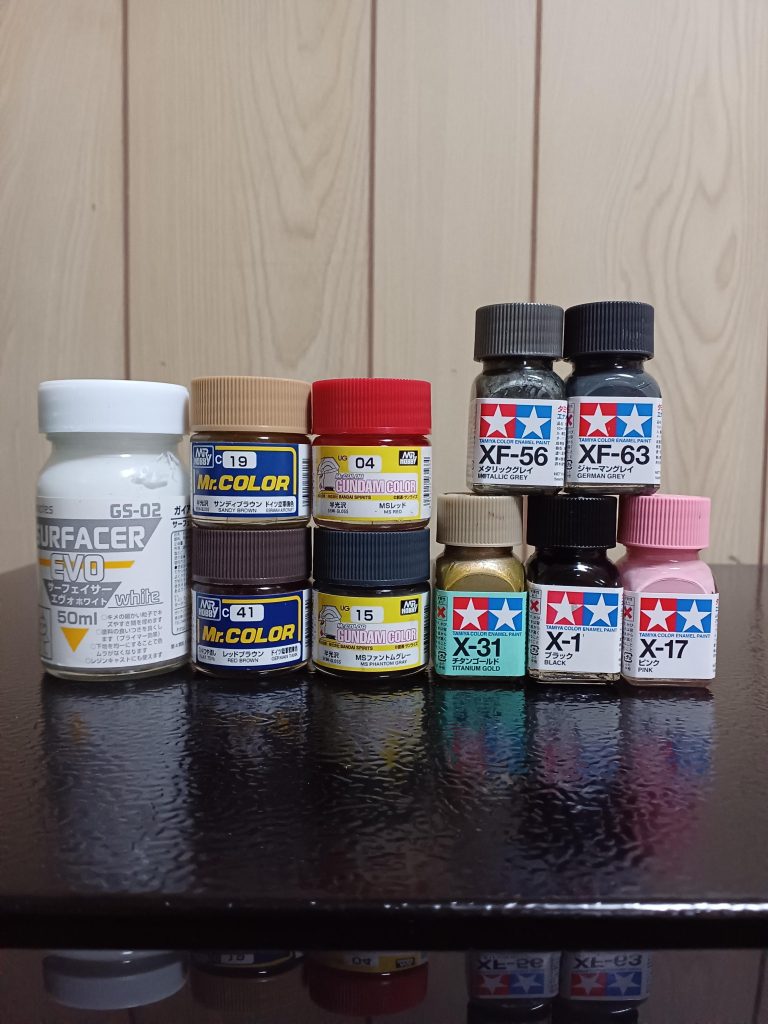 使用した塗料です。最近は面倒になって塗料は載せてなかったのですが、撮ってありましたので!
