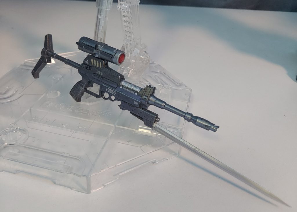 ライフル製作スコープはジャンク品から銃剣基部ゎブキヤのツインリンクマグナムの接続部、剣は何のパーツか忘れました(; ̄ー ̄A