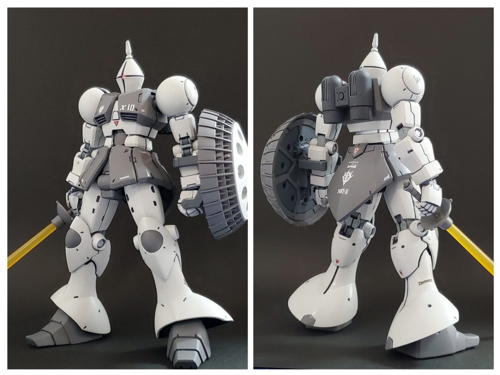 今回最後の一枚はコンパチブルという事で換装したギャンの姿です🎵カラーリングのせいか落ち着いた雰囲気のギャンとなりました。本人的にはグレーカラーのこの機体も気に入ったので、制作途中で3機あったとされるギャンの内の1機としてストーリー構築するか悩んでしまいました🤭💦次回は続きとなる妄想ストーリーで長く温存していた旧HGUCのガンプラを制作したいと思います😎今回も長~い妄想投稿にお付き合い下さりありがとうございました~🙇💫