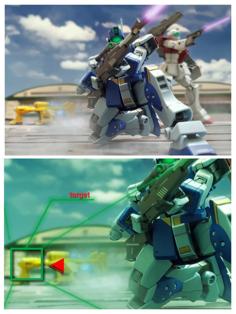 その時、ジオン特務部隊を囲むように新たなMS部隊が姿を現す。どうやら新型のジムも混じる本命の防衛部隊のようだ。その最中、ドムパイロットからついにクルスト博士発見の通信が入る。『ニムバス大尉、10時方向に離陸準備に入った輸送艇を確認。コクピットにはクルスト博士の生体反応も確認できます❗』ついにクルスト博士の発見に至ったが、この状況でニムバス大尉は1つの疑念を抱いた。( 基地から逃亡するのに目立つ輸送艇?身一つの方が逃げやすいのになぜ?…まさかあの中身は❗)