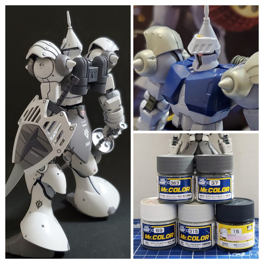 こちらが back shot などなど~✴️ 今回、カラーリングはギャンのプロトタイプという事で青ではなくグレー系統を中心に全5色。そしていつも通り筆塗り全塗装で仕上げました🖌️🎵ポイントとなる甲冑パーツ及び武装を模索した結果、温存していたSD騎士ガンダムとオプションパーツセット06ヴァリアブルポッドからミキシングパーツをチョイスし制作です😎👍️