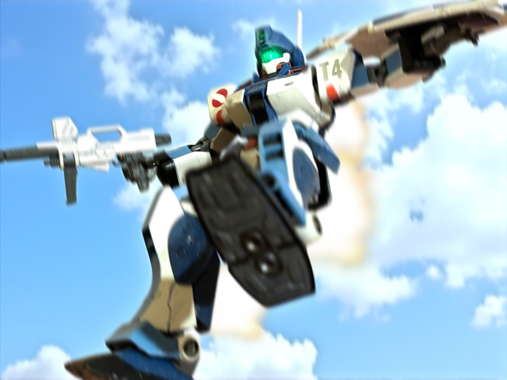 　高度はみるみる下がり、地上が見えてくる。機体を空中で起こすと、バーニアを真下に向けて勢いよく噴射し、降下の勢いを殺す。