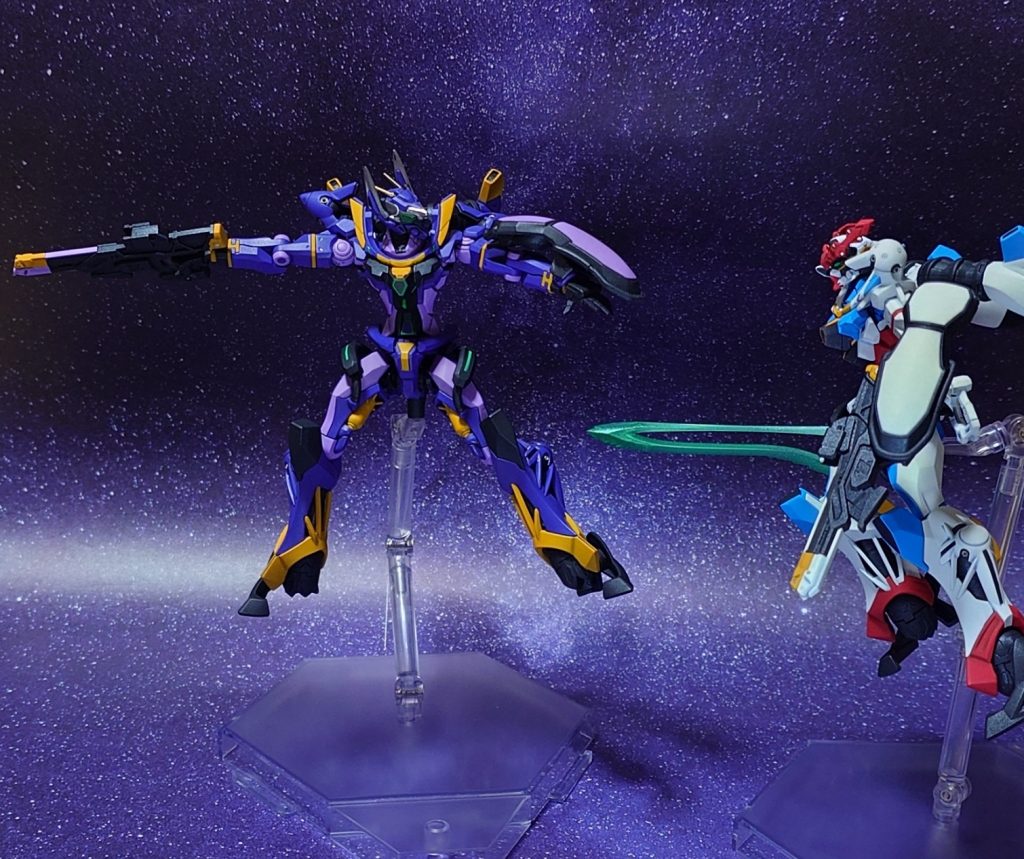 謎のモビルスーツとGQuuuuuuXとの戦闘に乱入するGFreD。“やめて！”