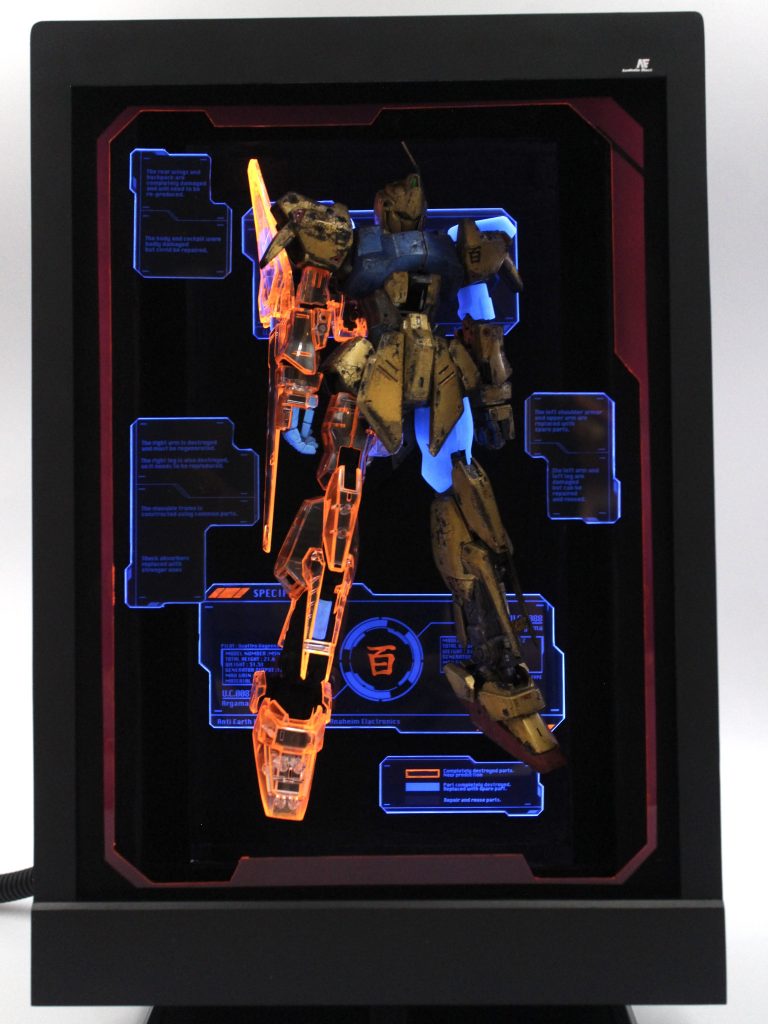 昨年の作品をブラッシュアップした(つもり)の作品です。グリプス戦役で大破した百式を再生する際にあったかも?な設計図をイメージして制作しました。