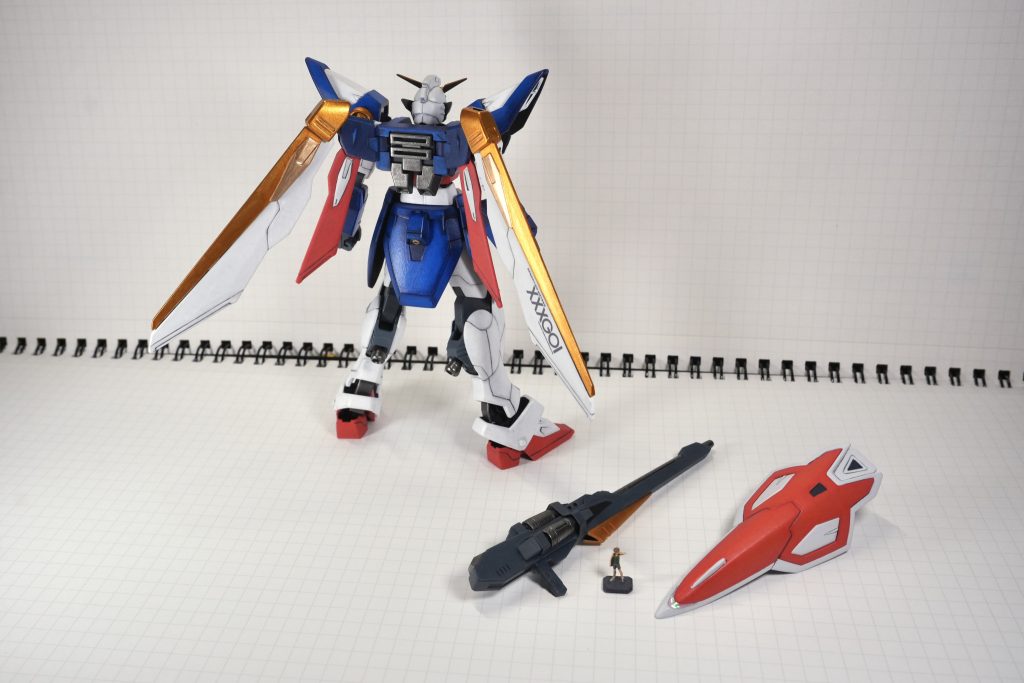 I also hand-painted a 1/144 Heero Yuy figure found in my old RG Wing Gundam EW kit - his classic-pose is the best!