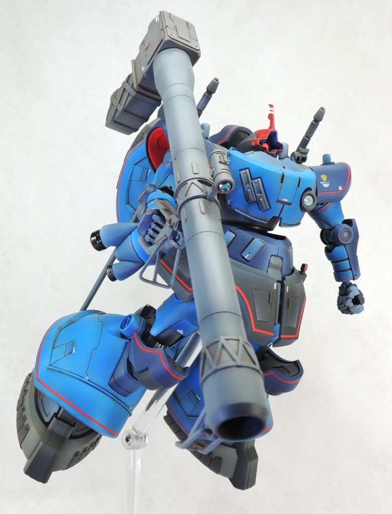 ■カラーリング胸部・腕部・脚部ブルー…ウルトラブルー+インディーブルー両肩・両ひざ・腹部…ティターンズブルー2腰部バーニア等…ミディアムブルーモノアイガード・レッドのライン…パンツァーレッドスカート…メカサフSUPER HEAVY+コバルトブルー少々ヒート・サーベル(使用時)…ゴールデンイエロー ヒート・サーベル(未使用時)、その他グレー部分…メカサフLIGHT足裏、関節部分…スターブライトアイアン、スターブライトジェラルミン