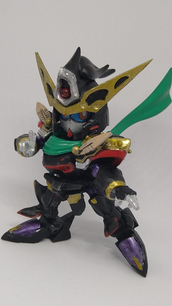 ナイトガンダム世界のブリッツガンダム？で良いのかな？カードダスの画像見ながら作成！このポーズで剣盾一体型の武器を持っているんですが武器づくりが難航中...出来上がったら完全版にしたいです