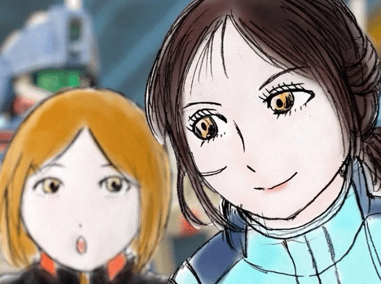 「顔色、悪いよ。」 チタ・ハヤミ少尉は、無重力ブロックにあるMSハンガー内を漂いながら、まだノーマルスーツに身を包んだままのキョウ・ミヤギ中尉に声を掛けた。「なんだろう、酸素が薄いのかな……めまいもした、少し。」「あんまり無理しない方がいいよ。」 ヘント中尉も、もうすぐ到着するでしょう、と、チタはミヤギを気遣う。 ヘント——。 その名を聞いただけで、途端に、心が軽く、柔らかくなる気がした。先ほどのめまいも、嘘のようにすっきりした。 宇宙の闇の向こうに、もう一度、目を向ける。ミヤギには、彼の気配が感じられる気がした。しかし、まだ、心待ちにしているその姿は、見えそうにもない——。 【#44 a Shadow phantom - 4 / Sep.30.0087 fin.】