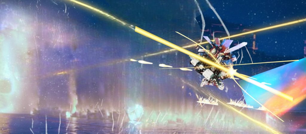 カミーユ ! シロッコ「 バイオセンサーのブラックボックスも解析出来た!」 「 あの女々しいバリアーも、強化されたビームサーベルも、全てワタシの手の中だ!」 「 貴様が勝つ手段などない!」バババババッ!カミーユ「ゼータはオレが一番知っている! 」ギュイーン!「 弱点も!」