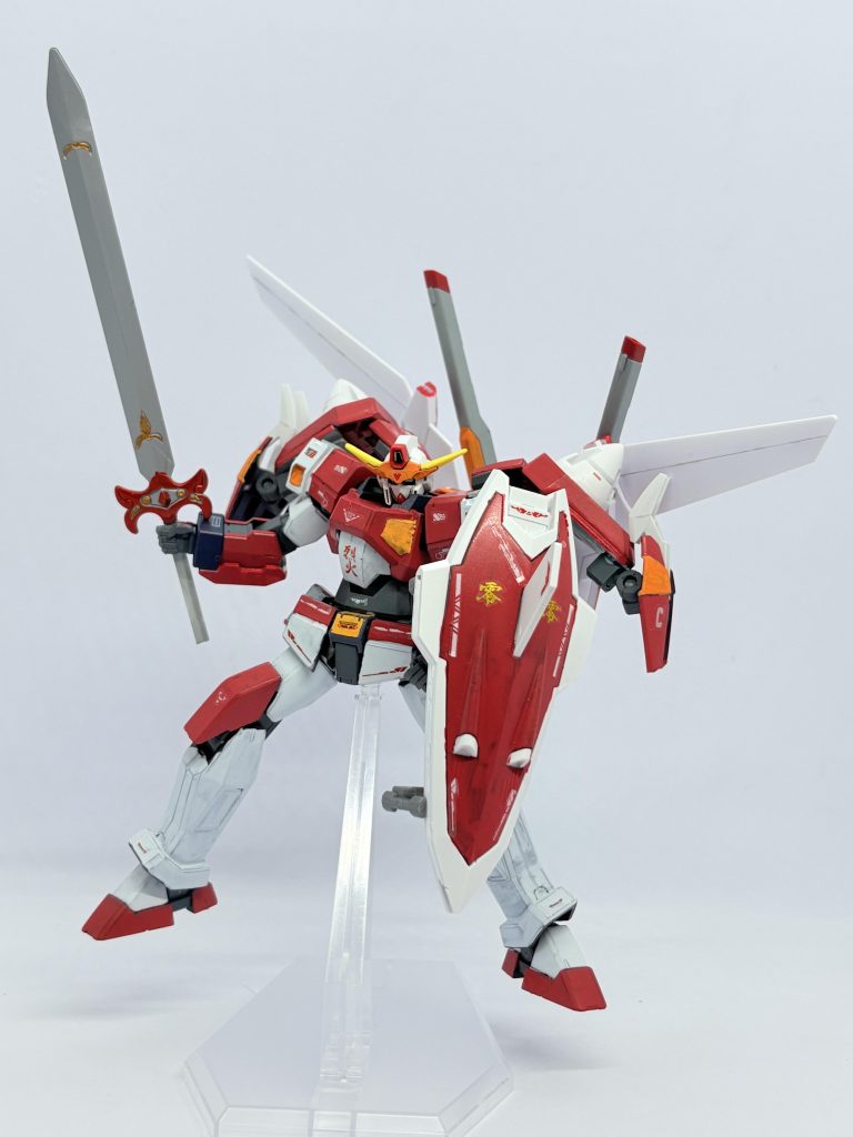 というわけでシャルドガンダムAGE-00でした。N9バトラーから一転真っ赤に染まった機体。どことなく技や武器の名前・腹部の烈火という所に彼の厨二的な要素は残しつつ、自分が1人のガンプラビルドファイターとして戦う為に00を視聴し採用した形の機体です。思ったより綺麗にまとまって良かった。さ、ユニティリバティはあと1人ですね!それ終わったらあとはラスボス仕上げて一区切りにしよう!他のライバル機体まで作ってたら一生終わらない!笑はよデュエルGBFにも戻りたいんだ!