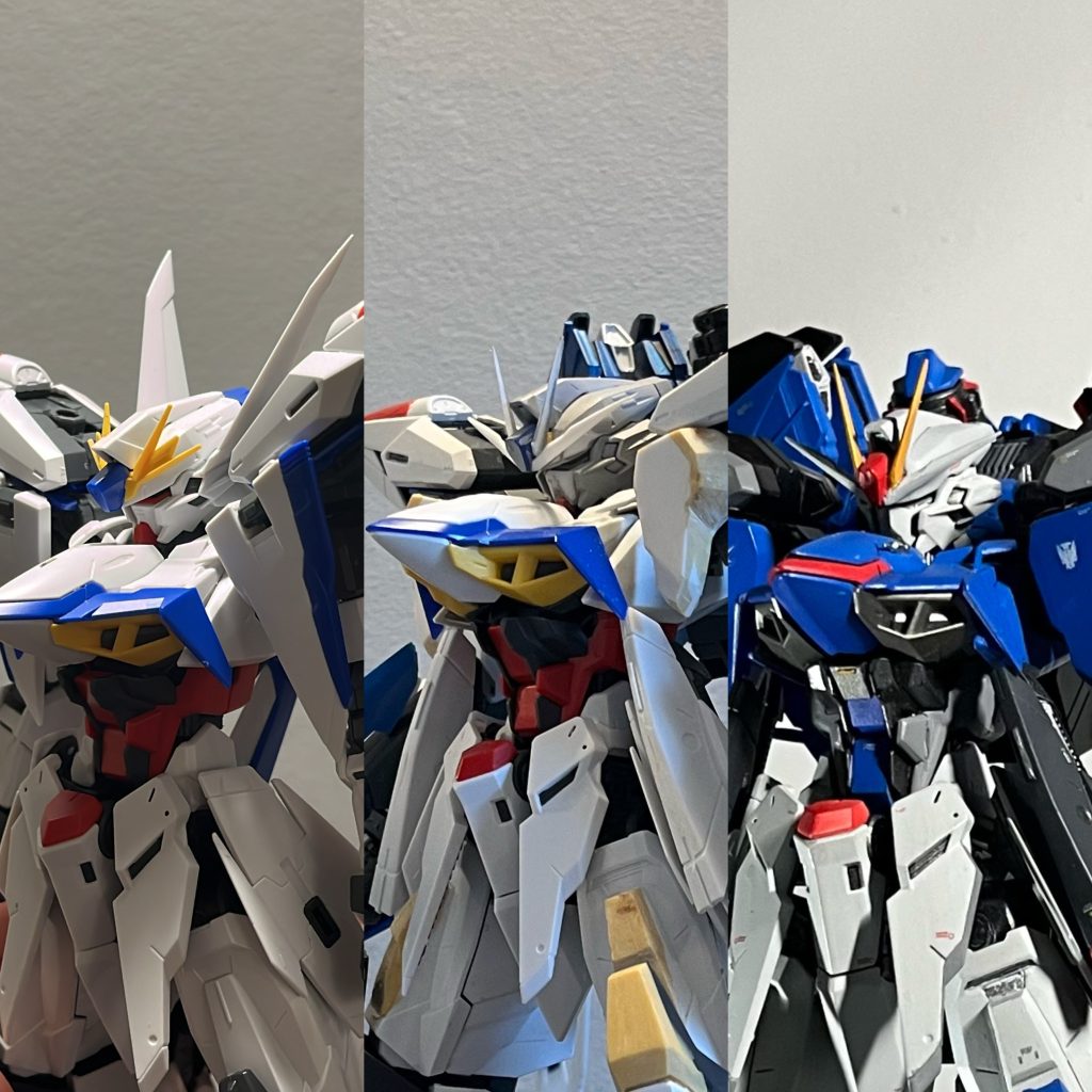 素組み、製作途中との比較はじめてのMG改造&塗装でした。ボリュームヤバすぎ🤡