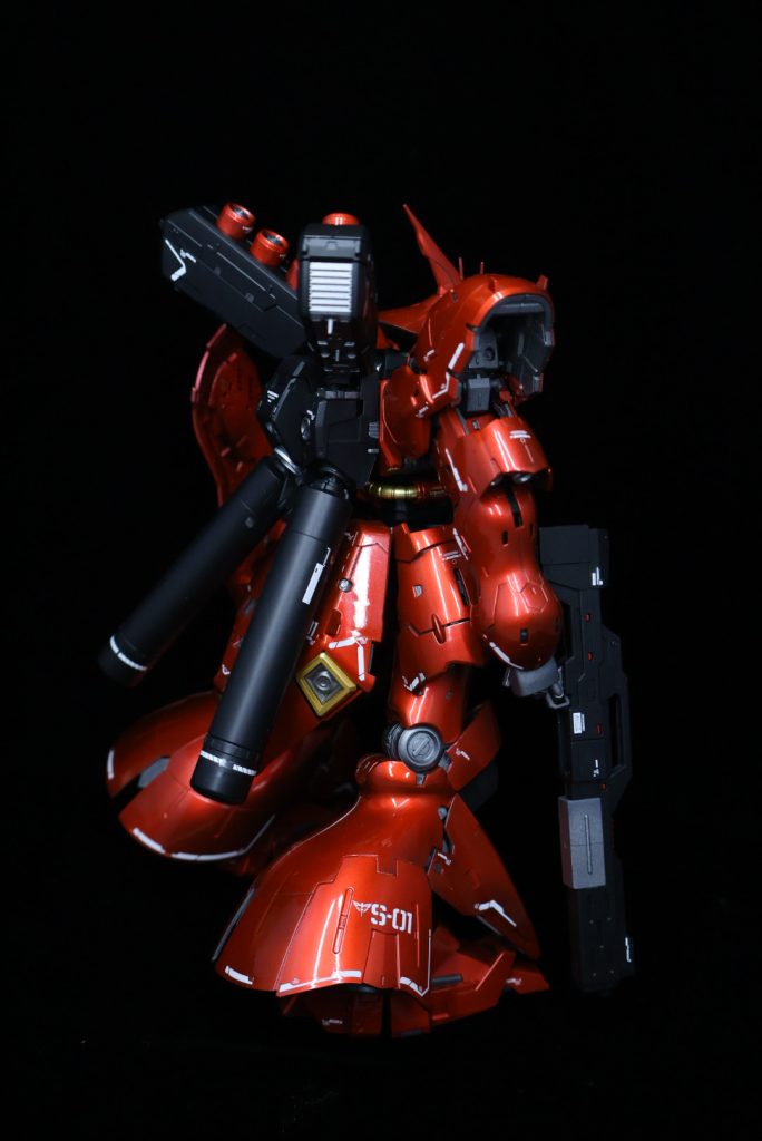 水転写デカールを使用ているだけで特別な改造は行っていませんがかっこよく仕上がりました！元々のできの良いRGは塗装だけでめちゃくちゃかっこよくなります！！