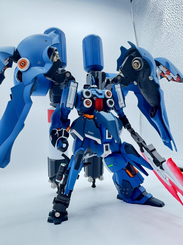 ビームジャベリン、ファンネル含め細かく塗り分けしたので中々良くできたなーとお気に入りです🤩