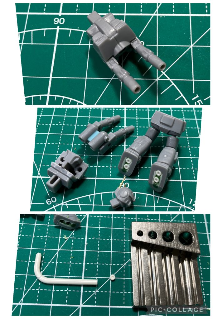 製作途中足裏のランナーにはセンタードリラーを使いましたが、開口だけでなく切るのにも使えたので、量産するのにとても便利でした。