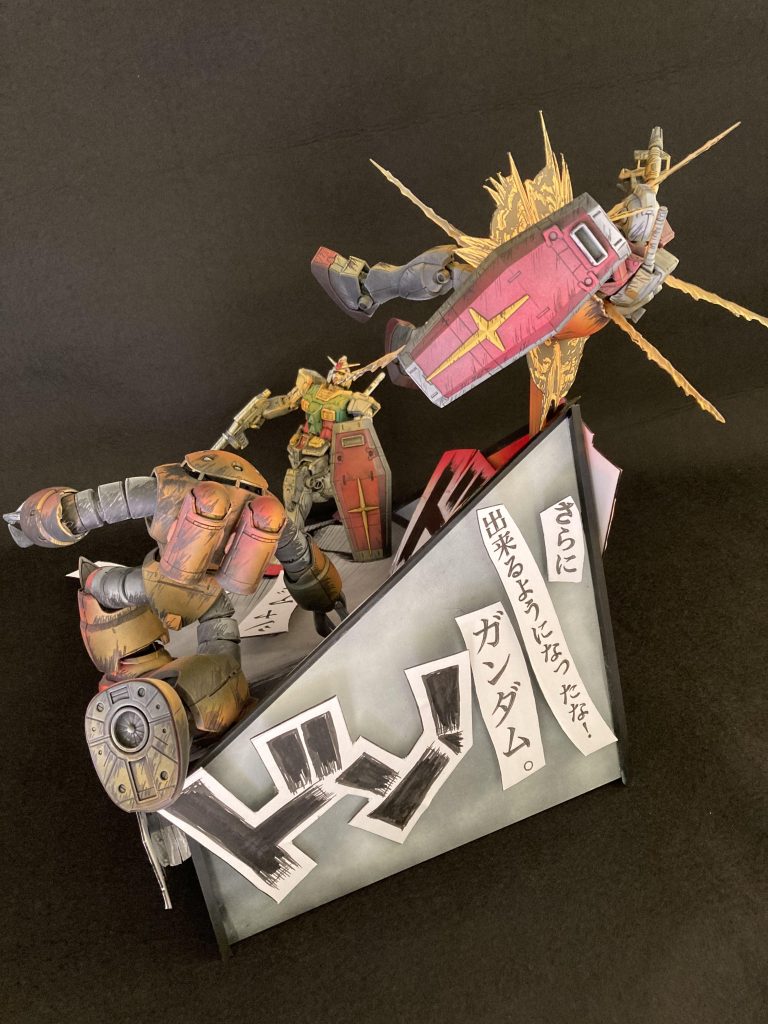 漫画の機動戦士ガンダム THE ORIGINが大好きで安彦良和先生の線のタッチに憧れて表紙や巻頭カラーのように世界観を目指しました。