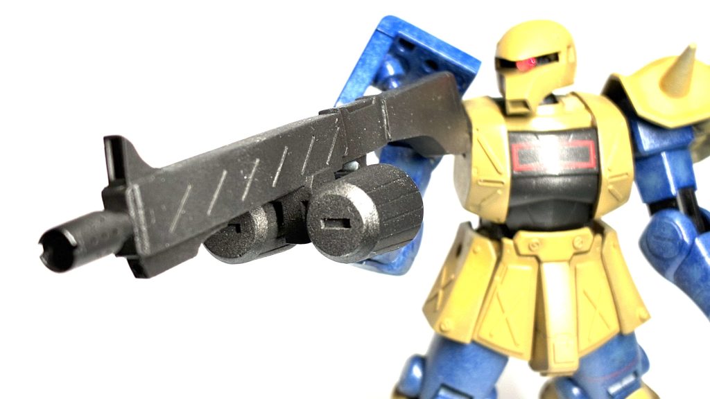 早速ザクⅠパイセンに装備して頂きました、ザクと無骨な武器ってなんでこんなに似合うんでしょうね、いい感じ！今度はドム系も作ろうかな…