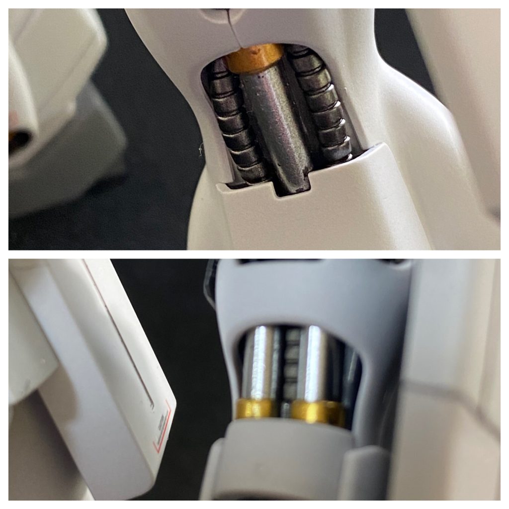 脚、腕部のシリンダは、メタリック、ゴールド、シルバー系の3色で色分け。