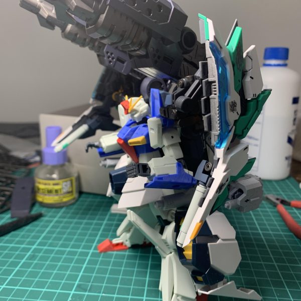 ・HG 1/144 ガンダムZZ・童友社 御模道 ATKガール 四聖獣 玄武・ギガンティックアームズ ブリッツガンナーブラック Ver.・HG 1/144 ナラティブガンダム A装備・ノンスケール MSキャノン01のミキシングです。設定、カラーリングはまだ未定です。コレが完成したらHi-ν（青龍）、ガンダム（麒麟）を予定してます🙇（3枚目）