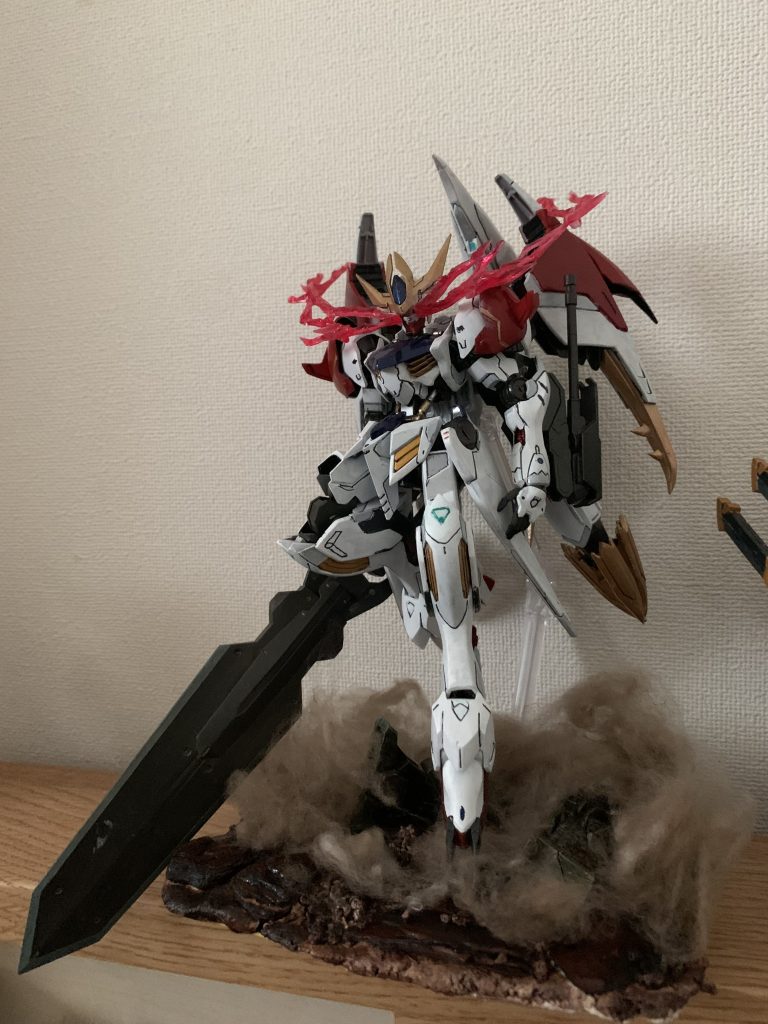 ガンダムアメイジングバルバトスルプス　眼光エフェクト+ジオラマ風台座追加