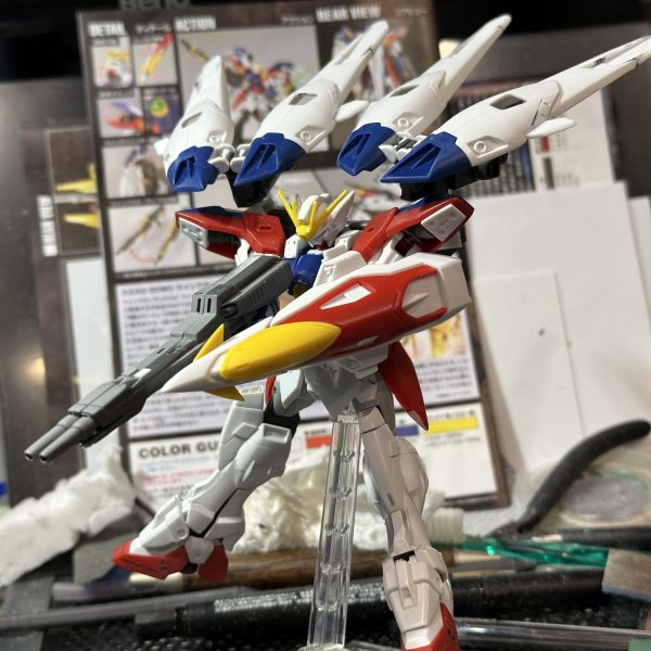ウイング展開時にバーニアを後方に向けれるよういじりました。 ツインバスターライフルを　延長したいんですが延長下手くそなんですよなぁ‥（1枚目）