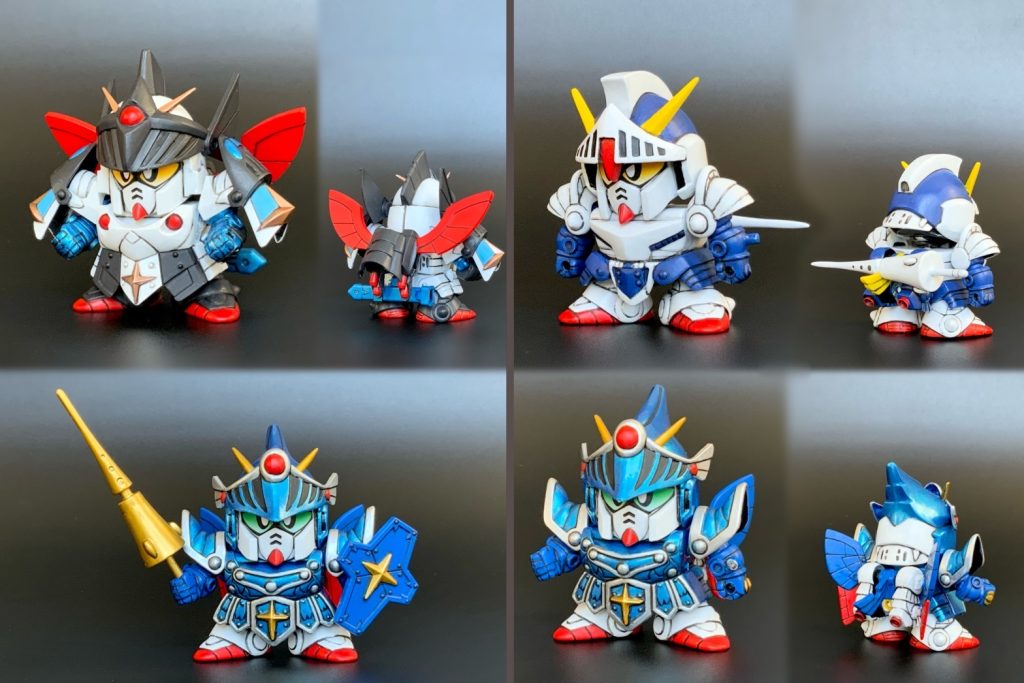 ３体とも元祖SDキットカラーを再現フルアーマーはグリーンアイ！