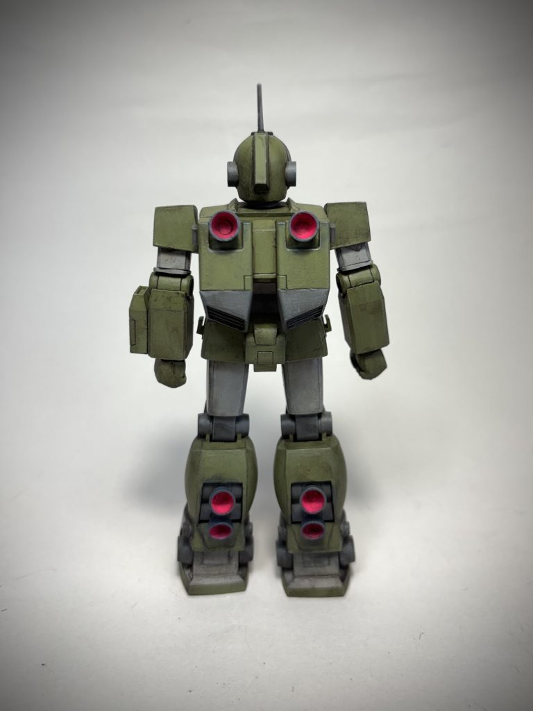 バーニアはアクリルガッシュのオペラレッドで明るめにしました。基本と相互に色鉛筆でエッジを入れて、軽めのウオッシング。