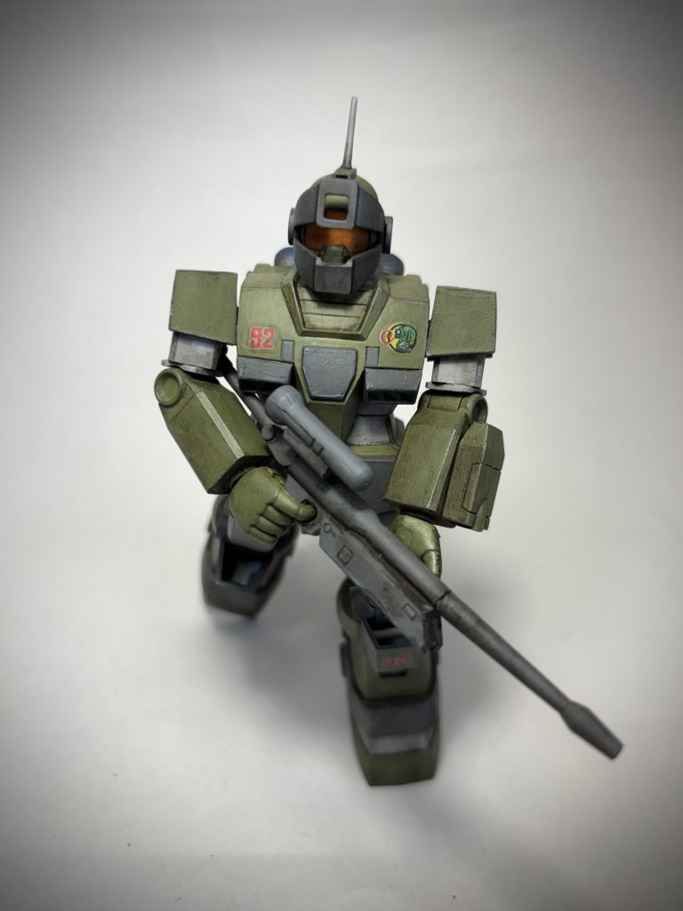 足の中に釘を詰めて重心を下げています。消しゴムを支え使って、パッケージアートに寄せてみました。旧キットは何とも言えないテイストで最近はそのまま作るのが楽しいです。最後までご覧いただきありがとうございました。