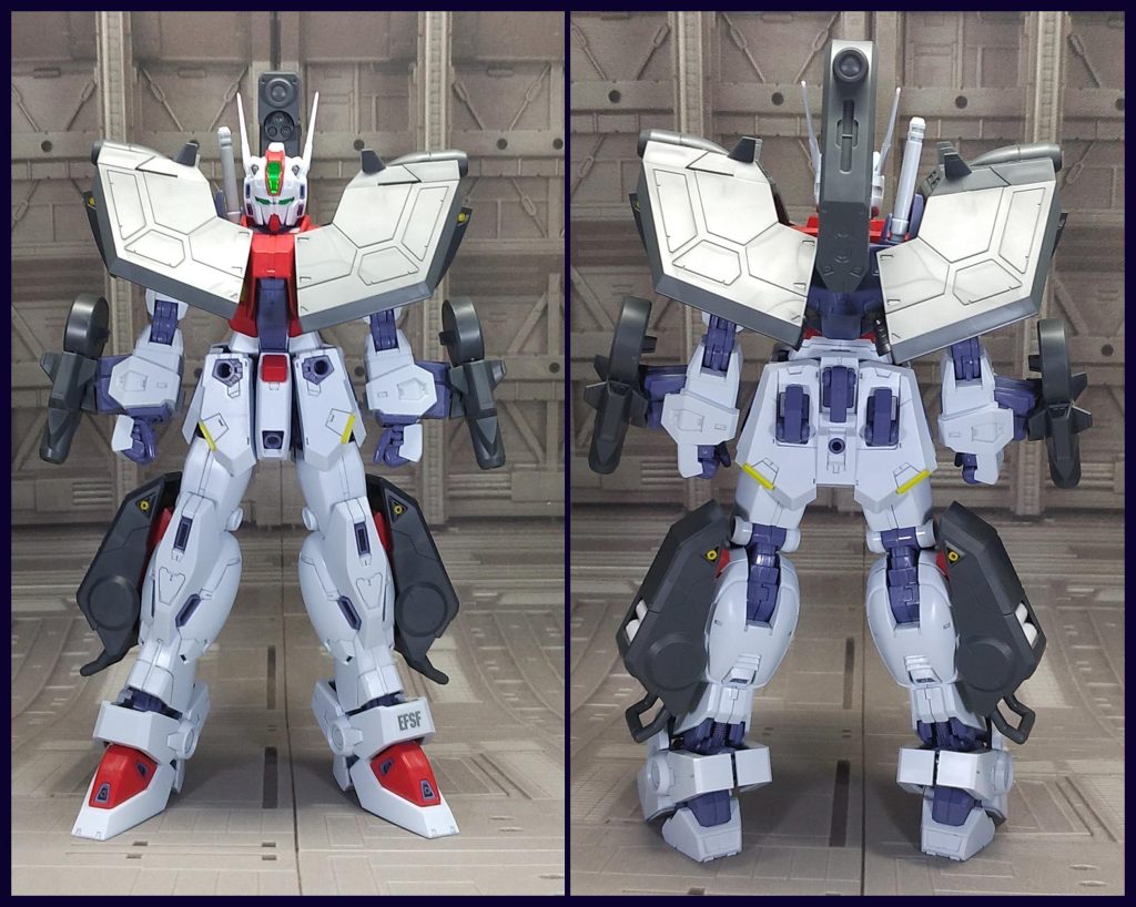 Rタイプ全て取り付けることができます。腕パーツ上部が固定されないので動いてしまうのと取り付け部分に負荷がかかりやすくなっています。バックパックに頭部アンテナが当たるので頭を動かす場合注意が必要です。