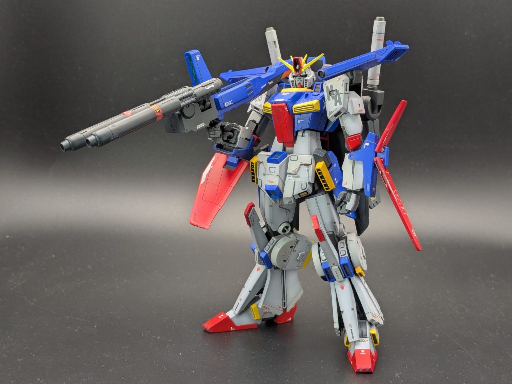 HGながら差し替えにて変形できる良キット!差し替えゆえにプロポーションも抜群です(作例は改造してありますが)前回はとりあえずの画像でしたが、今回は撮りなおしたダブルビームライフルです