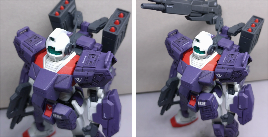 背部の武装には、ミサイルランチャと、ビームキャノンを選択可能です。