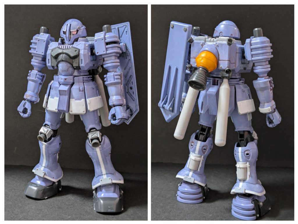 塗装前。脚部の下肢を3mmくらい拡幅して、フロントとサイドのスカートのトンガリをなくしたのが主な改修です。