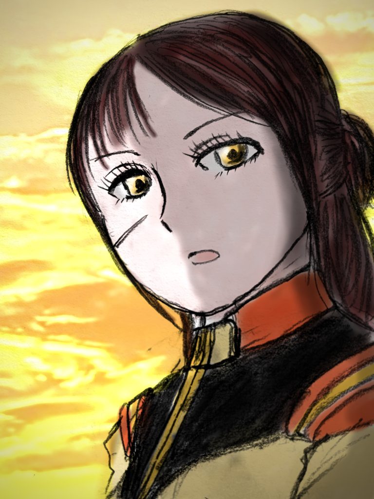  ミヤギが、くるりと顔をこちらに向けると、琥珀色の瞳と視線がぶつかる。ミヤギの容姿も、もはや見慣れた日常の一部であるが、それでもこうして不意にその美しさを感じると、ドキリとさせられるものがある。「ヘント少尉、その……話しておきたいことがあります。」　こちらを向くミヤギの顔が、濃い影で半分隠れている。　そう言えば以前も、何か言いたげにしていたことを思い出す。「わたし……一人では、戦場に立てなくなってしまったみたいです。」　伏し目がちに言われたその言葉の意味が、ヘントには分からなかった。「ニュータイプ能力に起因する、PTSDのようなもの、だそうです。」　ミヤギ曰く、相手の心が読めるとか、行動の先が見える、というほど、感覚が鋭いわけではないという。だが、相手の動きが、何となく予測できる、気配を何となく感じ取れる、ということはあるという。”シングルモルト作戦”での活躍は、その感覚が冴えに冴えた結果だ。「ただ、残念ながら、わたしの感性は自分に向けられた悪意に敏感に出来ているようでして……。」　ミヤギ個人に向けられた、強い敵意や殺意はダイレクトにキャッチしてしまう。中東の戦いでは、敵の部隊が明確にミヤギのガンキャノンを標的に迫った。そして今回のジン・サナダとの会敵。どちらも、一時的に行動不能に陥っている。「体調が優れないときは、模擬戦でも影響が出ることがあります。」そう言われれば、教導任務の後は、よく青い顔をしていた。あの夜も、そうだった。「……すまない、気づけなかった。」「違います。わたしが隠していたので。」　ただ、と、躊躇いながら言葉を続ける。「ヘント少尉がご一緒なら、大丈夫なんです。前にも言った通り、あなたが傍にいてくれると、心が、優しく包み込まれるような感じがあります。」それが、悪意から、彼女を守る盾の役割をすると言う。