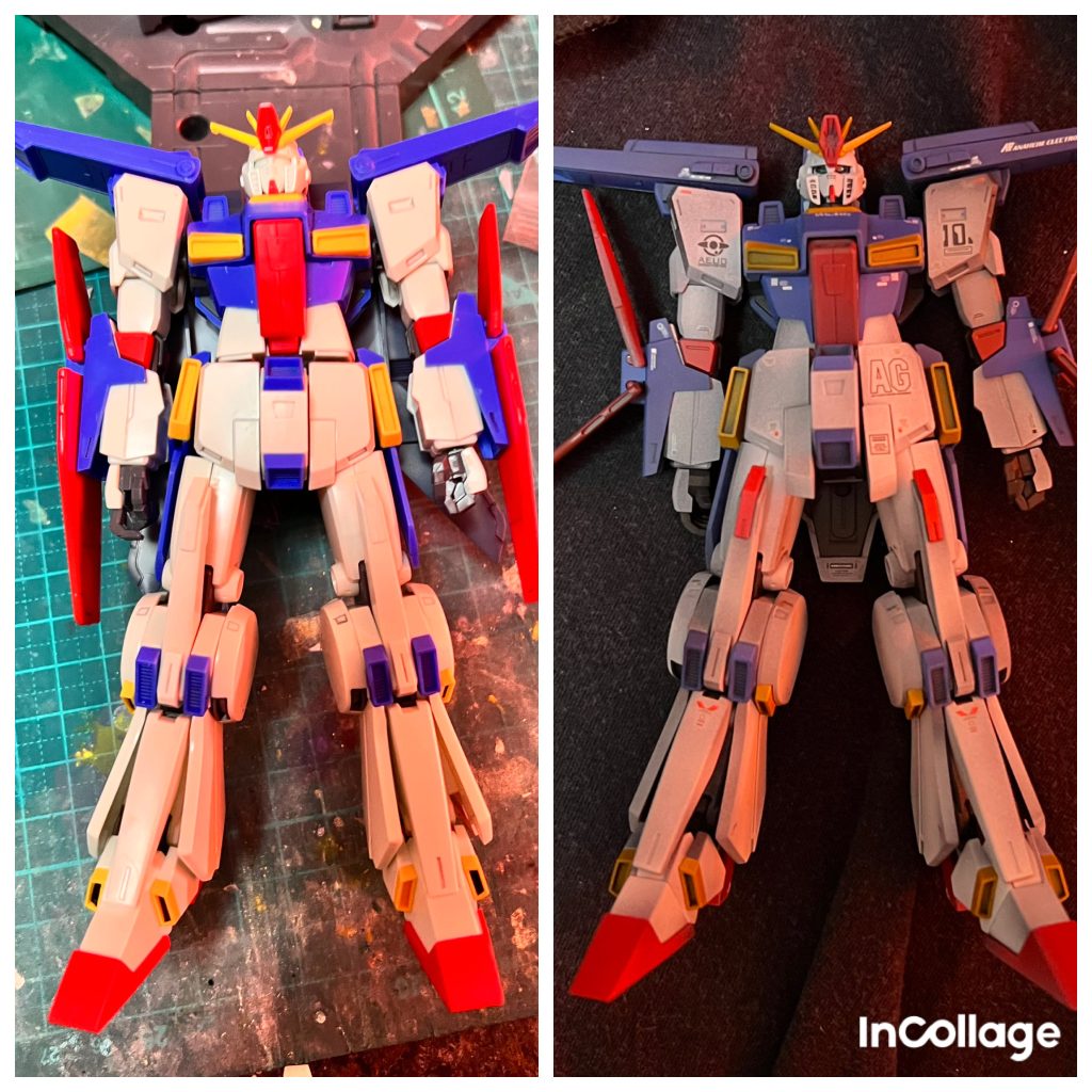 ノーマルと比較フェイスを変更、肩やつま先が伸びています